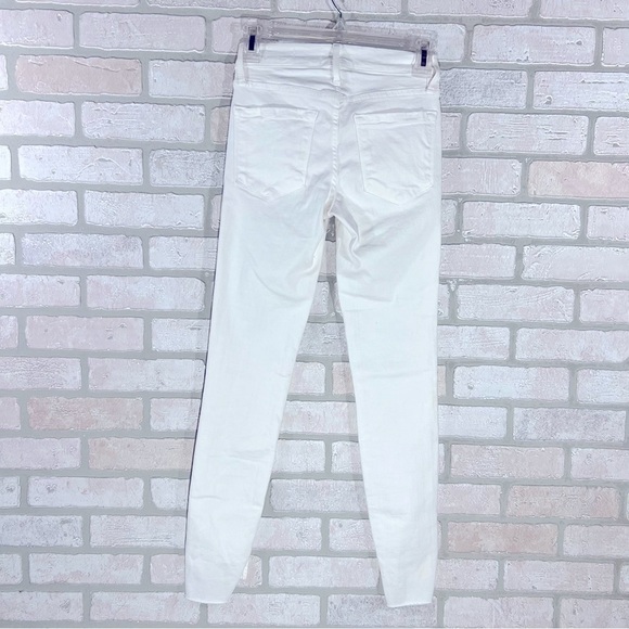 Frame Denim Le Skinny de Jeanne Raw Stagger Hem Jeans in Blanc Size 24 - Picture 7 of 12